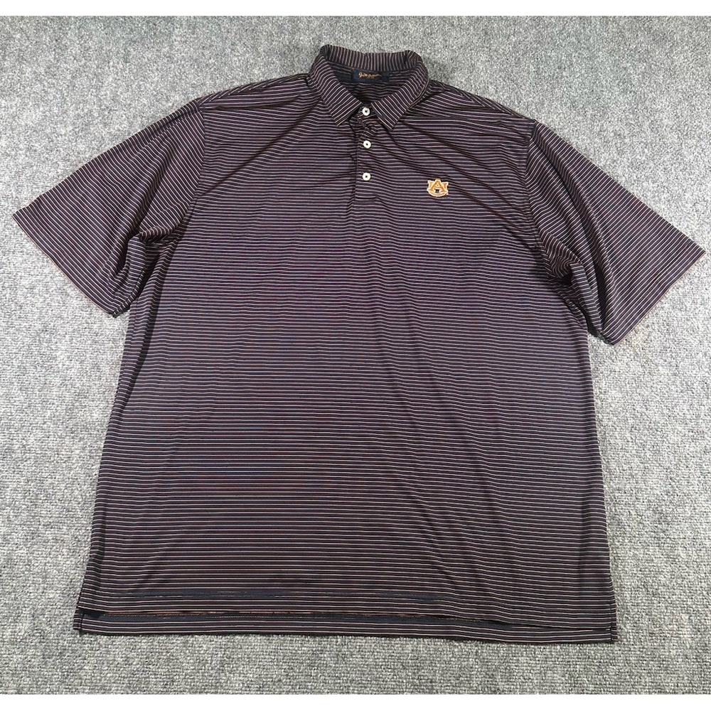 J&M Collection Auburn Tigers Mens 2XL Blue Orange Striped Performance Polo WDE